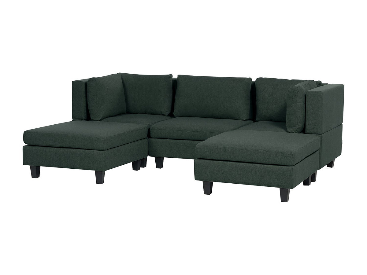 Canapé modulable 5 places vert tissu