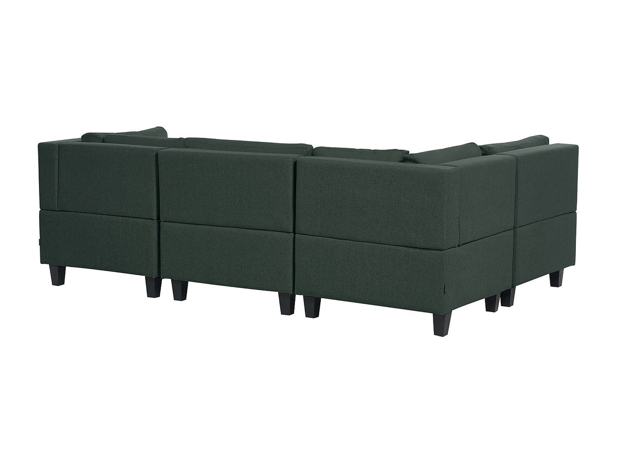 Canapé modulable 5 places vert tissu