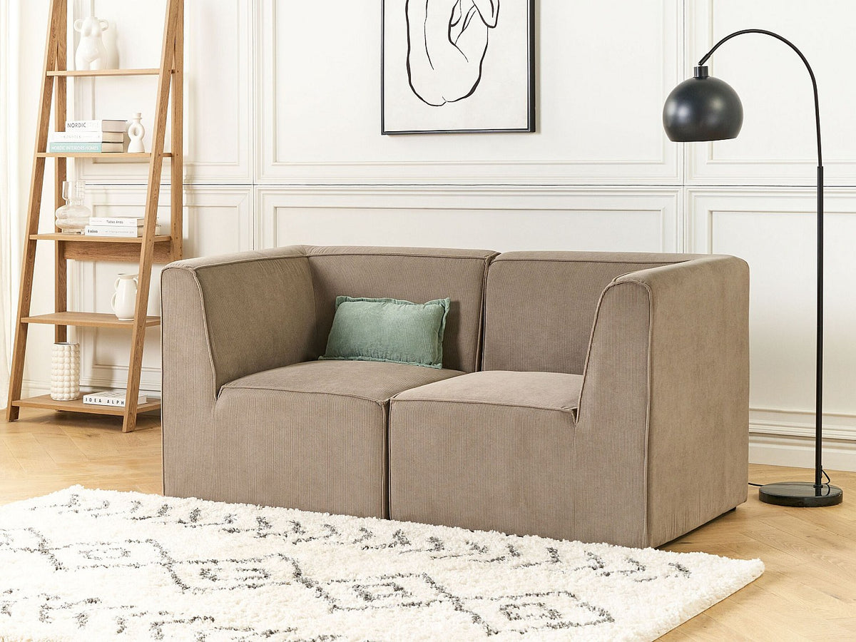 Canapé modulable 2 places taupe velours