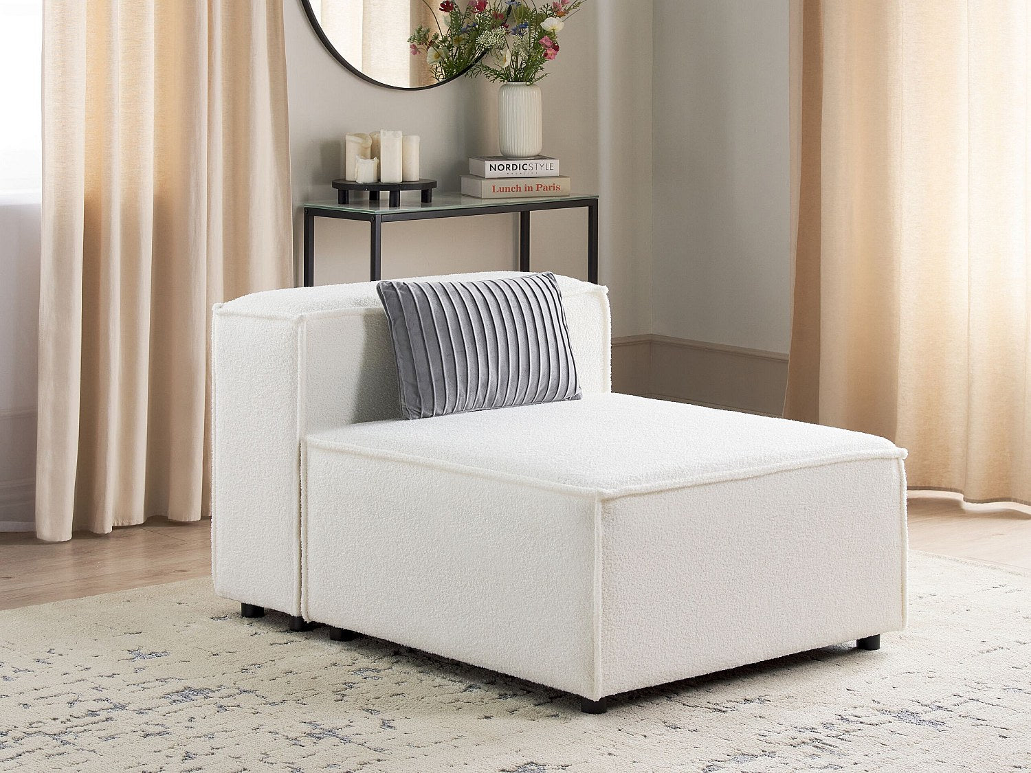 Canapé modulable blanc tissu