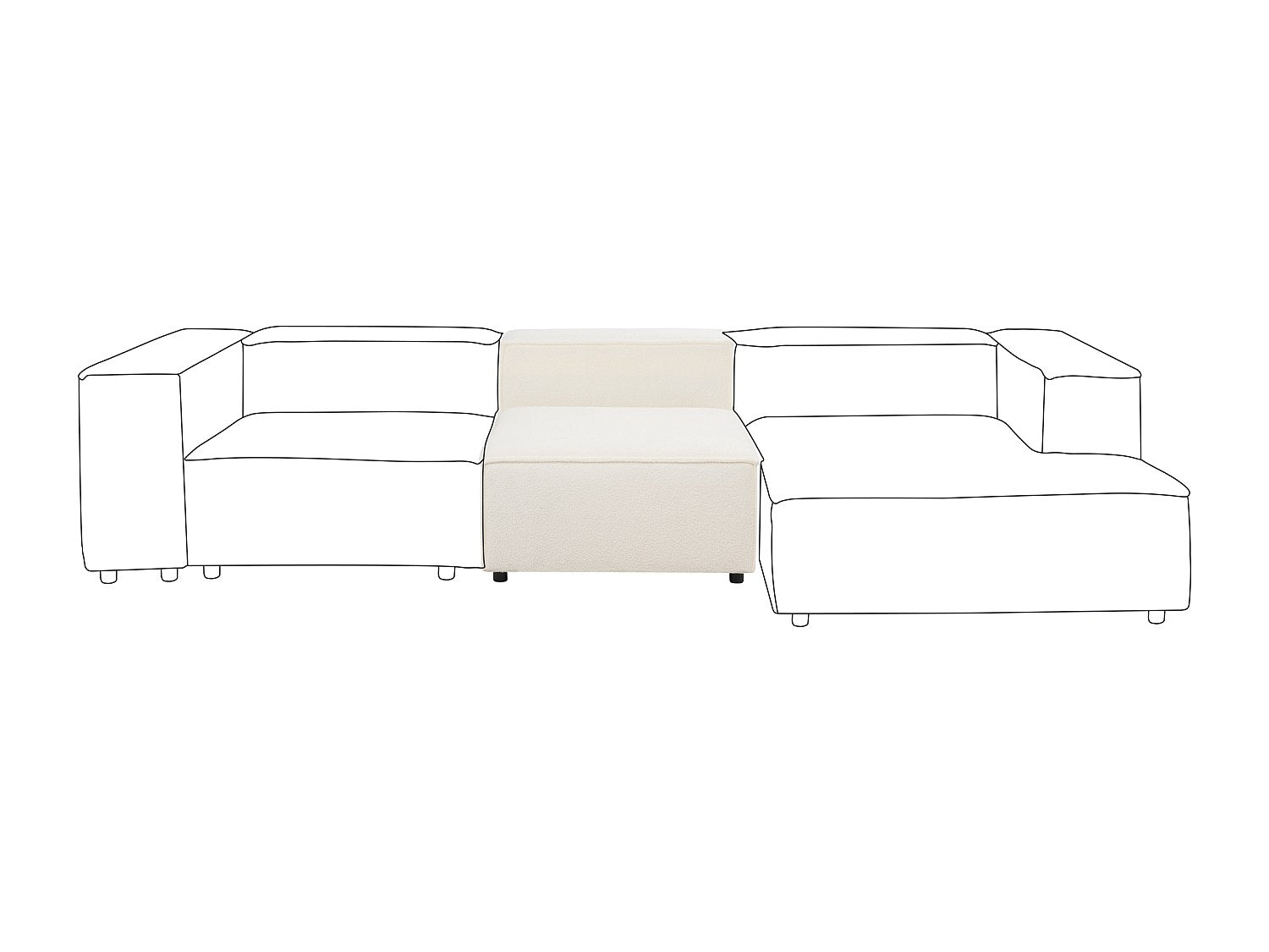 Canapé modulable blanc tissu
