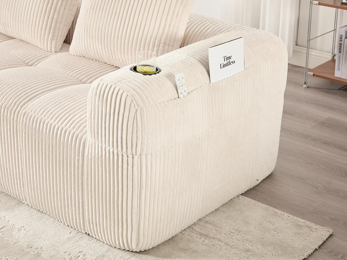 Méridienne pour canapé modulable 2 places beige velours