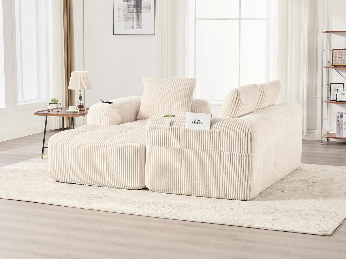 Méridienne pour canapé modulable 2 places beige velours