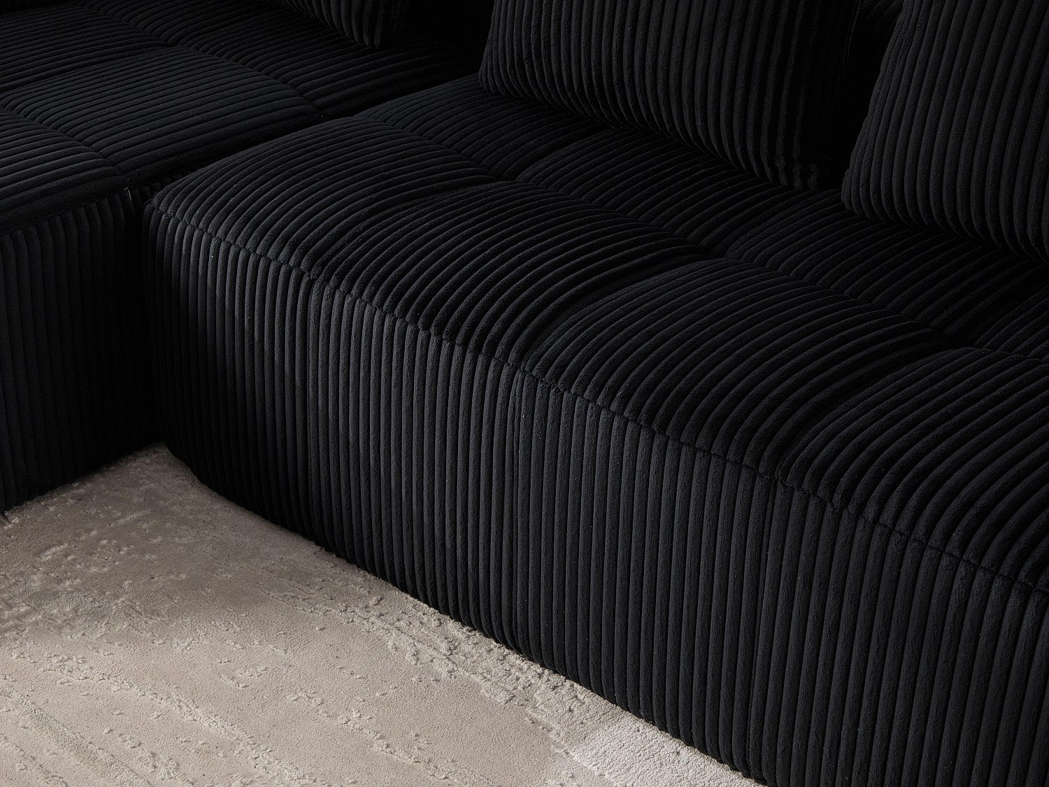 Méridienne pour canapé modulable 2 places noir velours