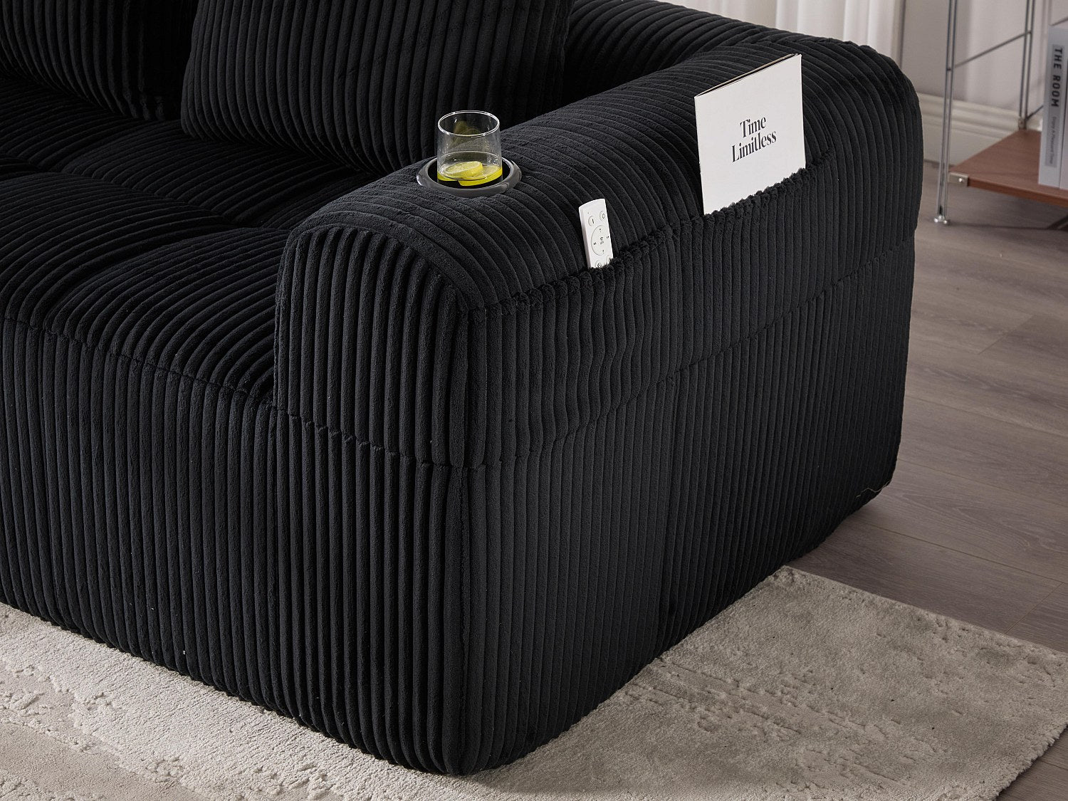Méridienne pour canapé modulable 2 places noir velours