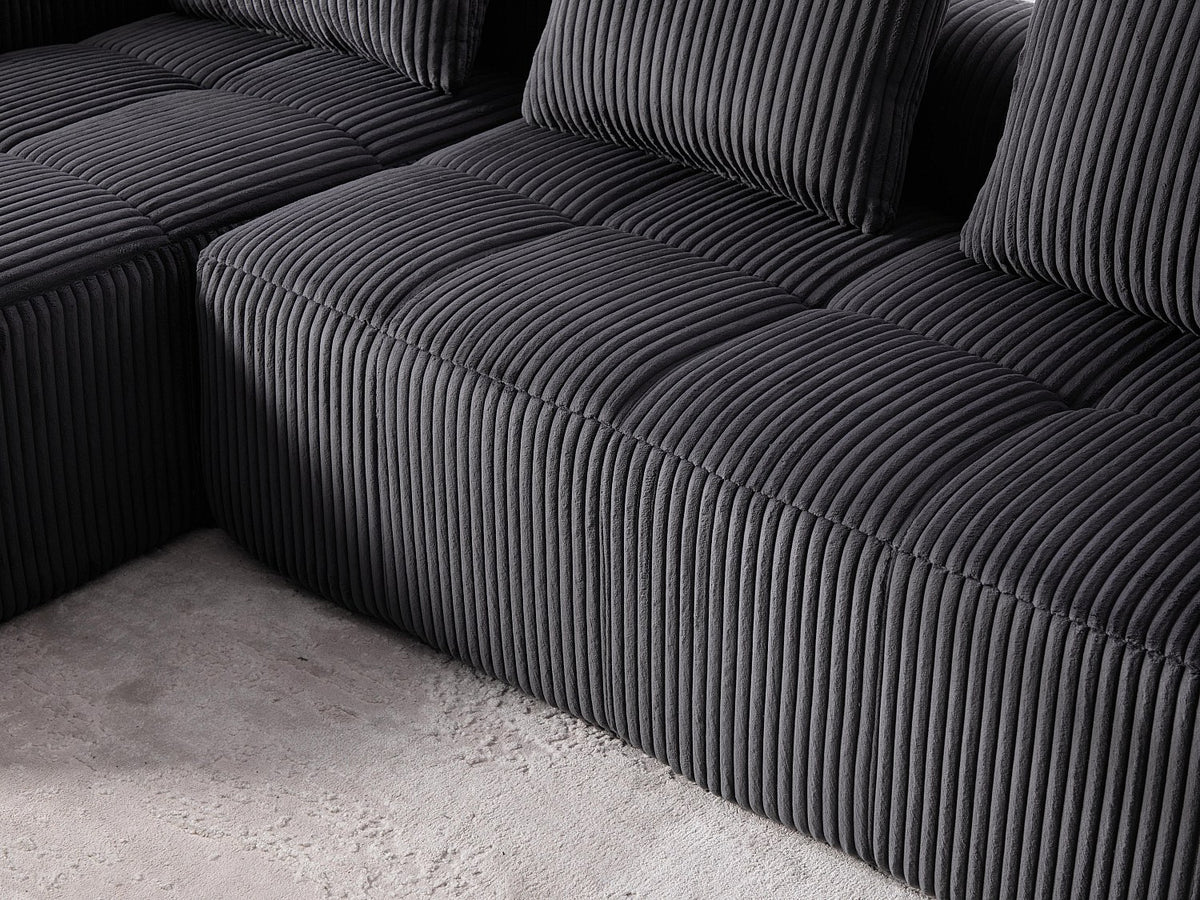 Méridienne pour canapé modulable 2 places gris velours