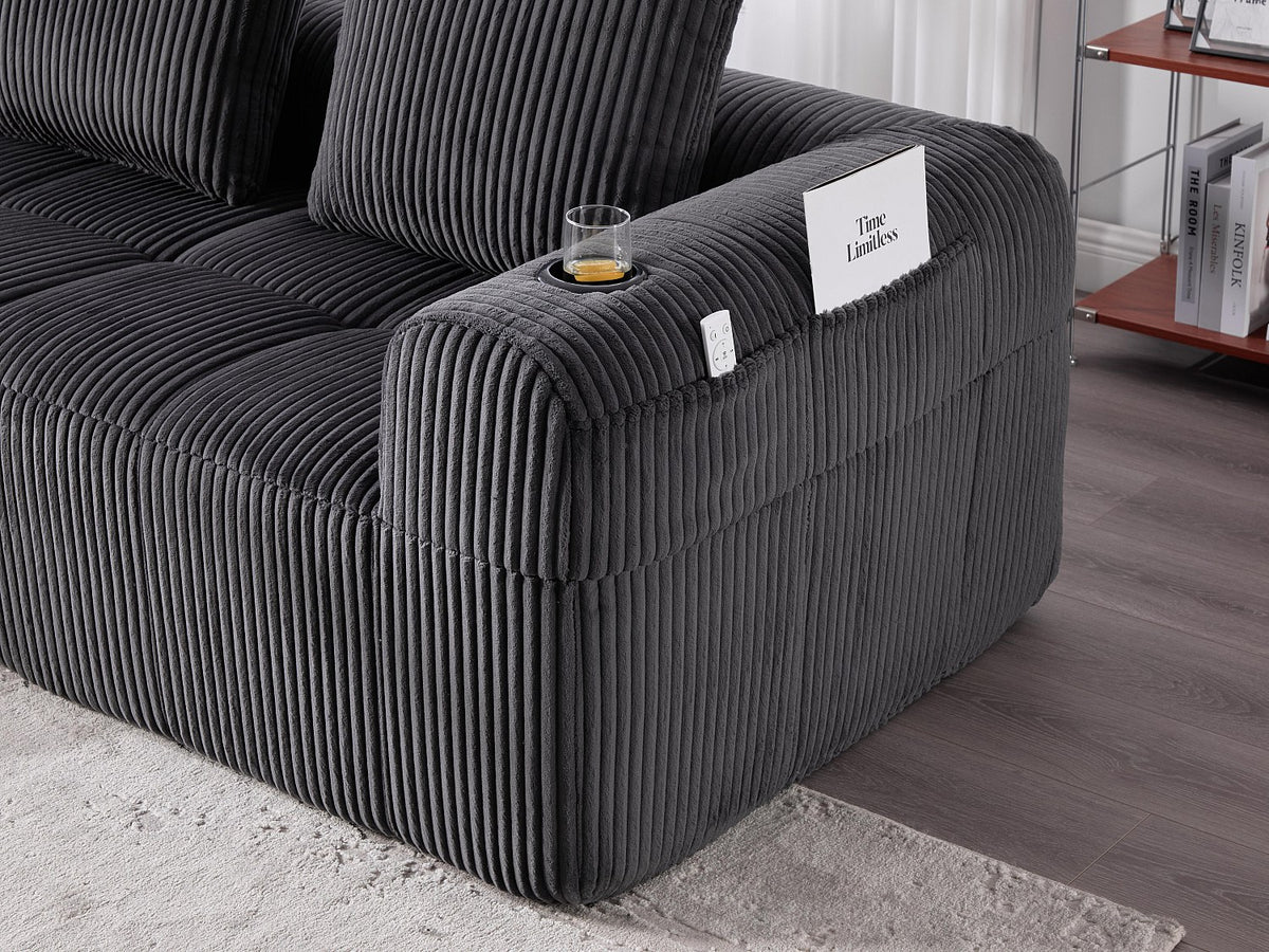 Méridienne pour canapé modulable 2 places gris velours