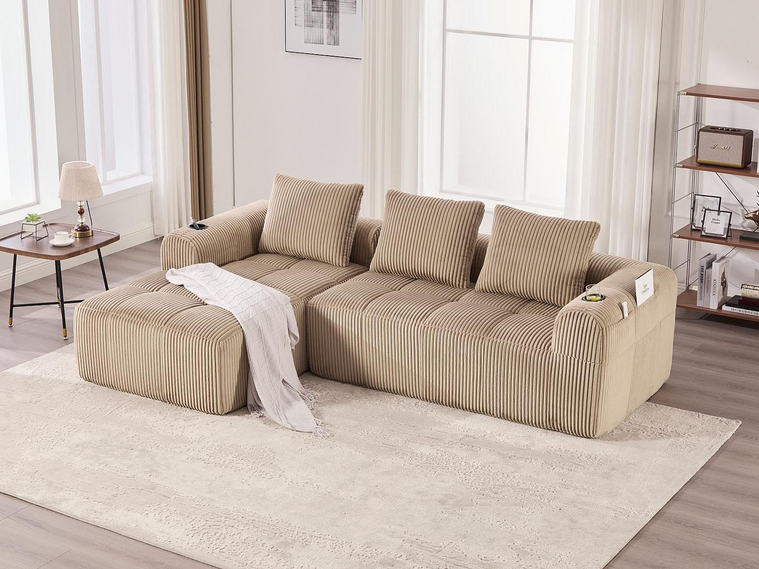 Méridienne pour canapé modulable 2 places vert velours