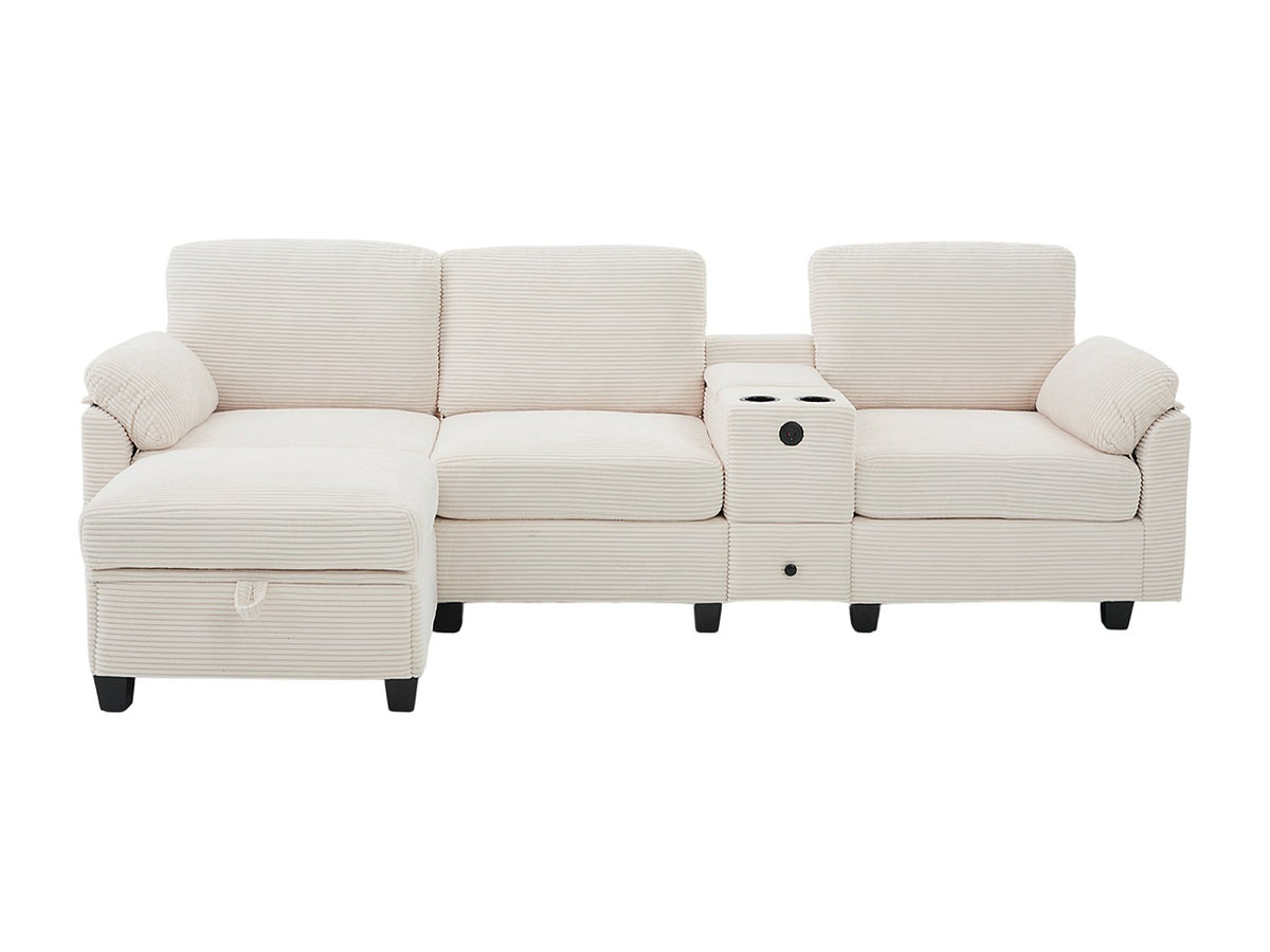 Canapé modulable 4 places beige tissu