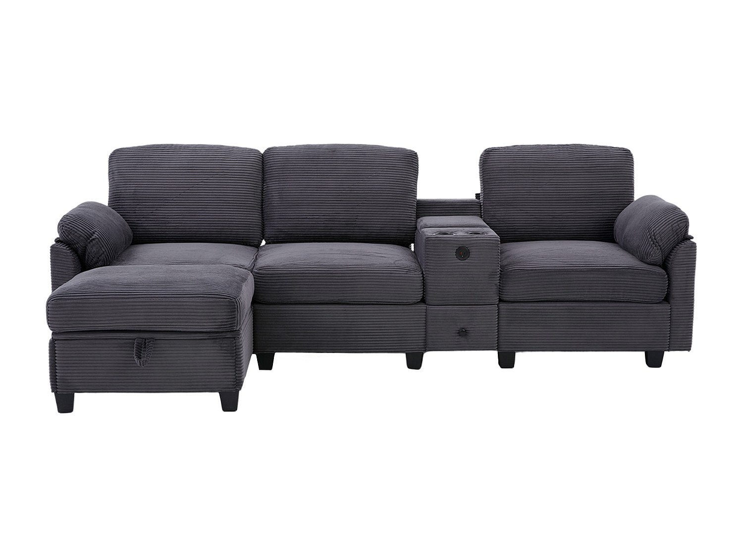 Canapé modulable 4 places gris tissu