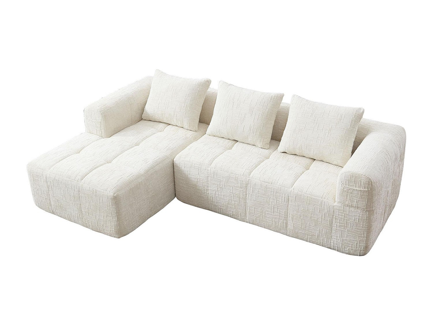 Angle pour canapé modulable 3 places beige tissu