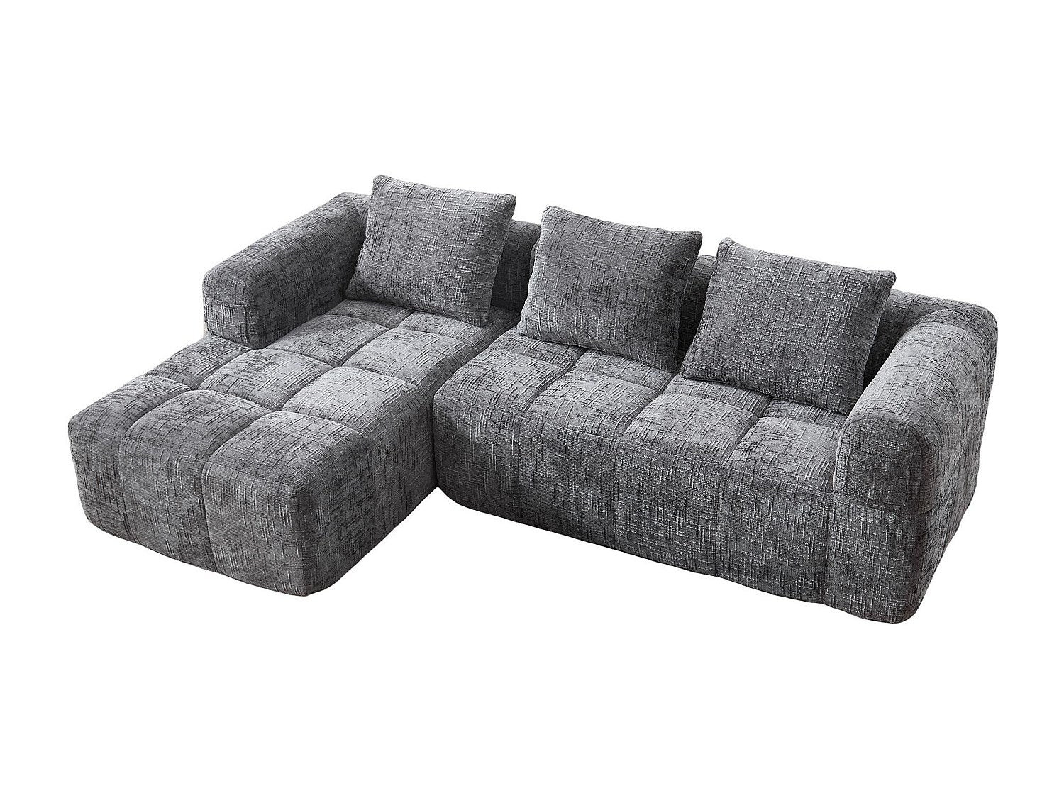 Angle pour canapé modulable 3 places gris tissu