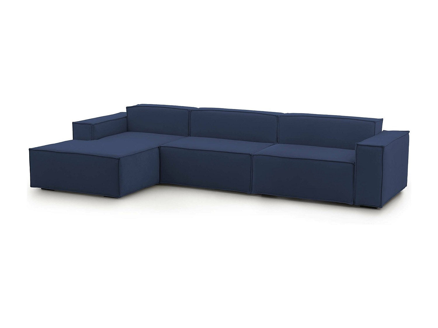 Canapé modulable 4 places bleu tissu
