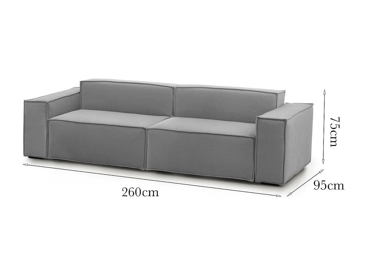 Canapé modulable 3 places gris tissu