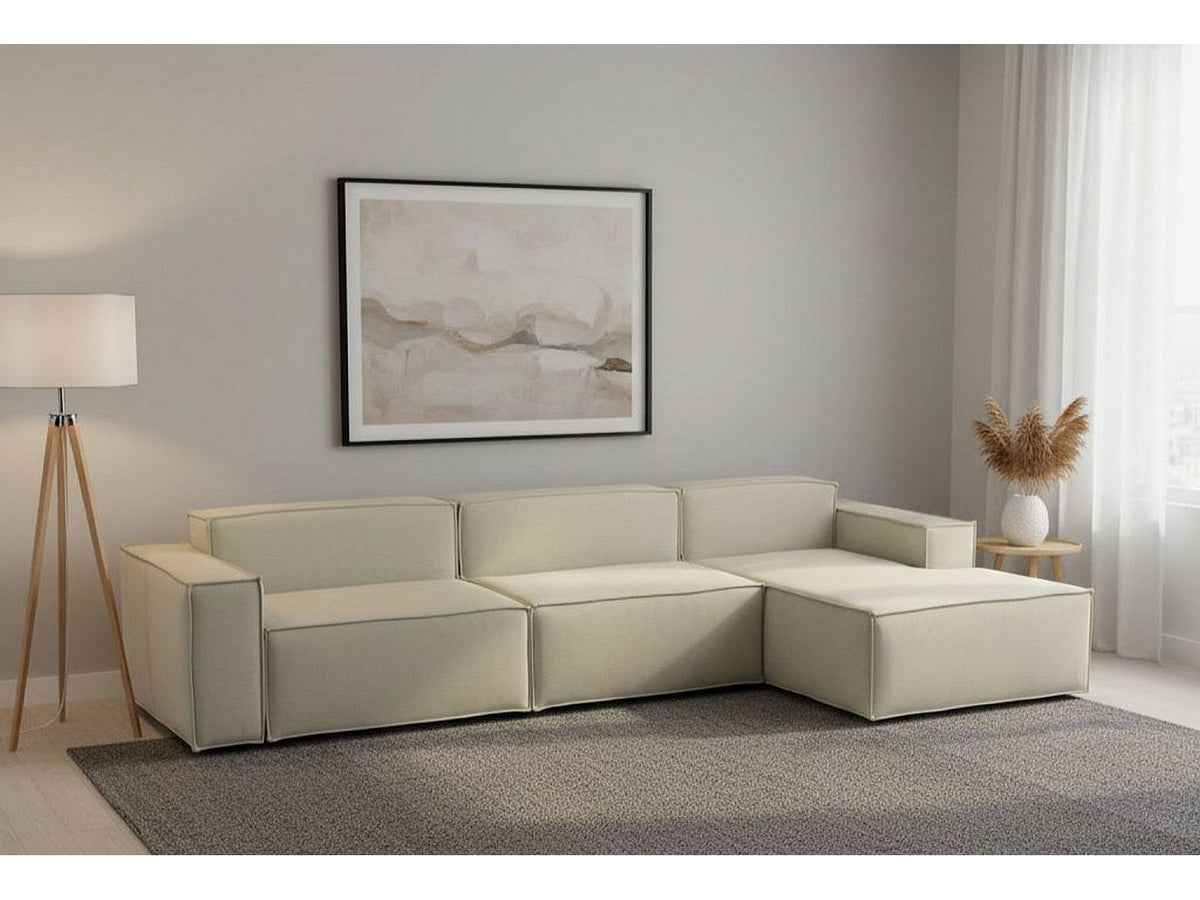 Canapé modulable 4 places beige tissu