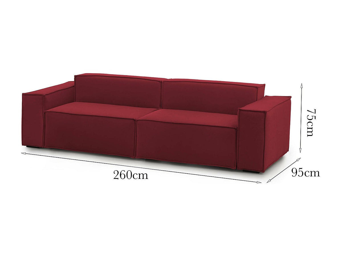 Canapé modulable 3 places rouge tissu