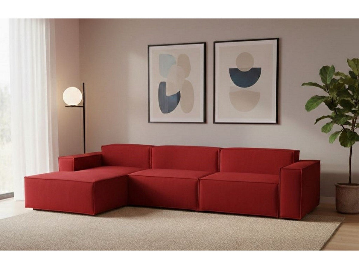 Canapé modulable 4 places rouge tissu