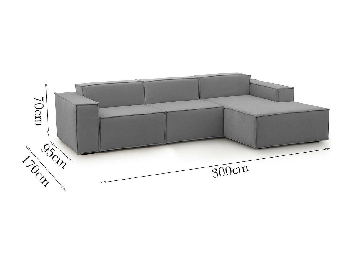 Canapé modulable 3 places gris tissu
