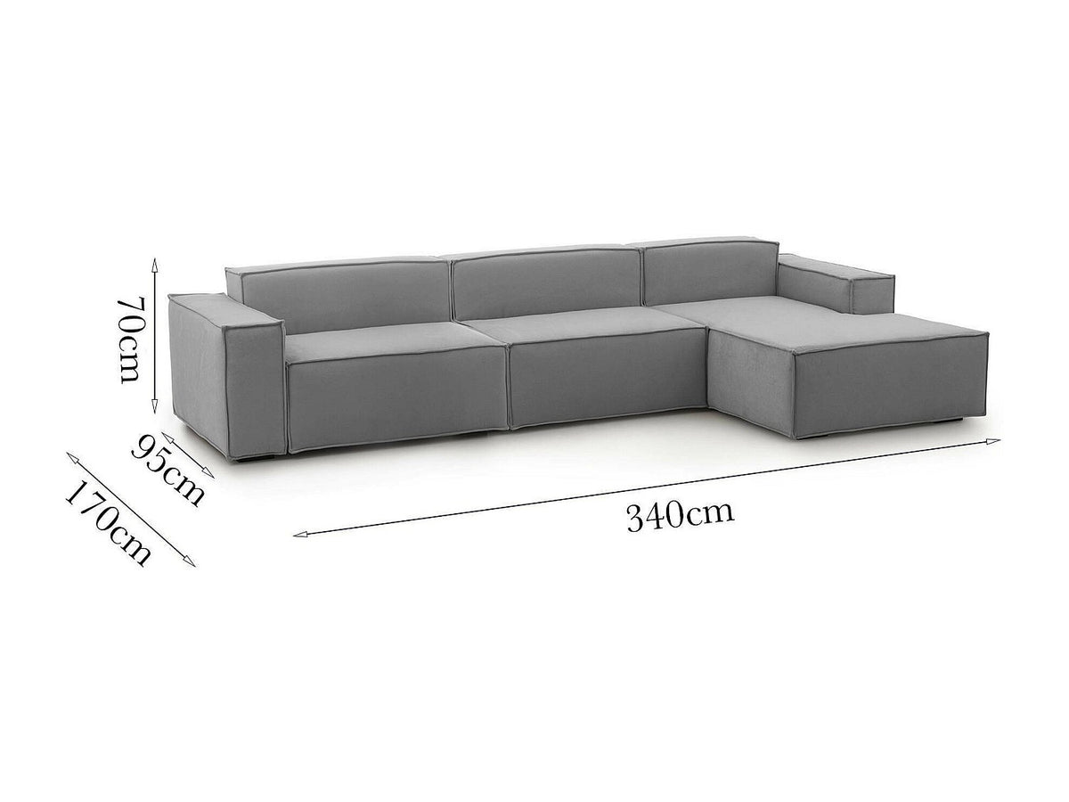 Canapé modulable 4 places gris tissu