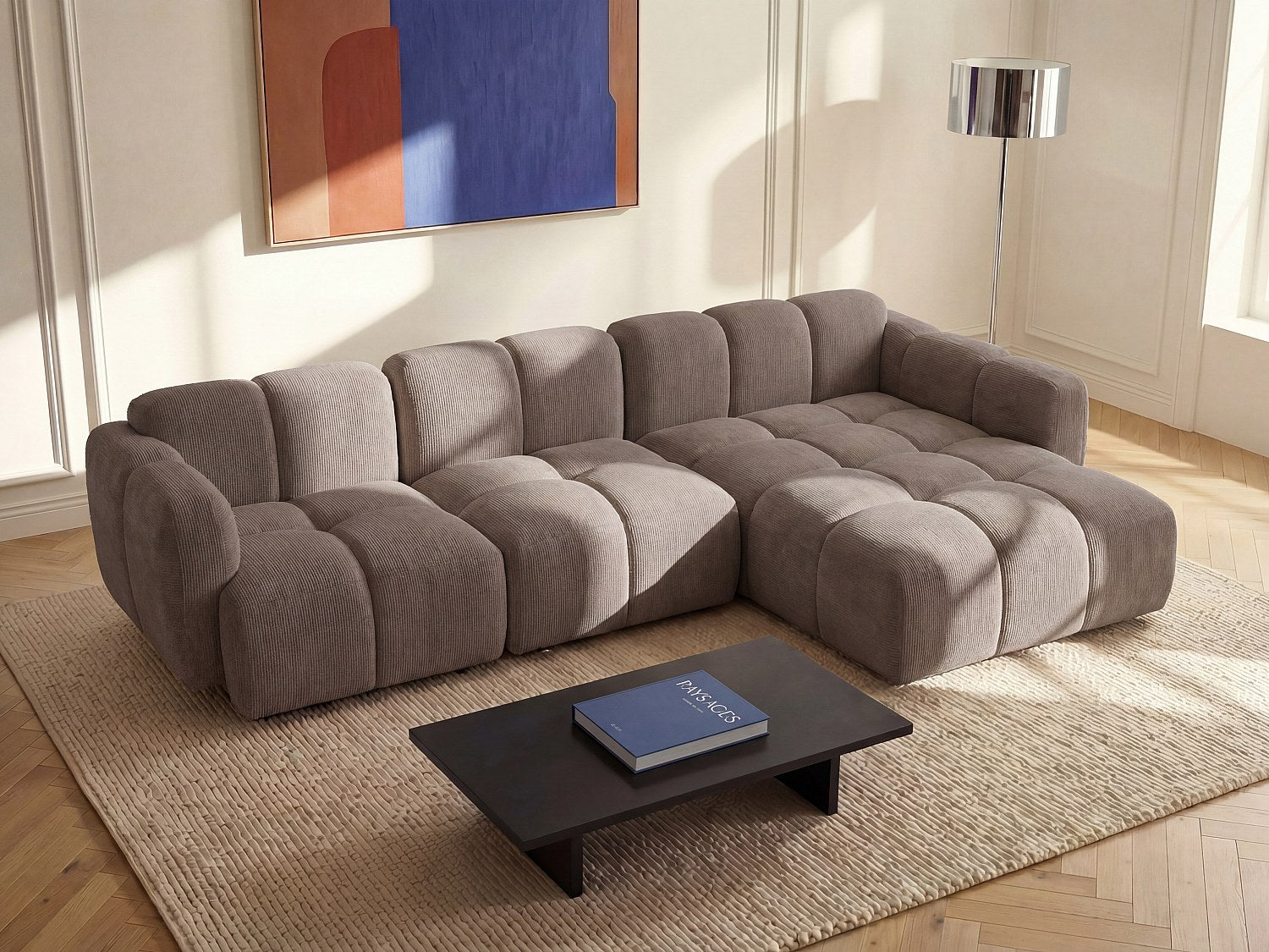 Angle pour canapé modulable taupe tissu