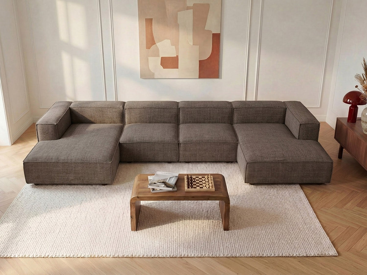 Canapé modulable panoramique taupe tissu