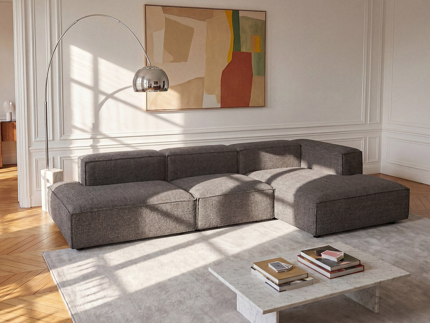 Canapé modulable taupe tissu