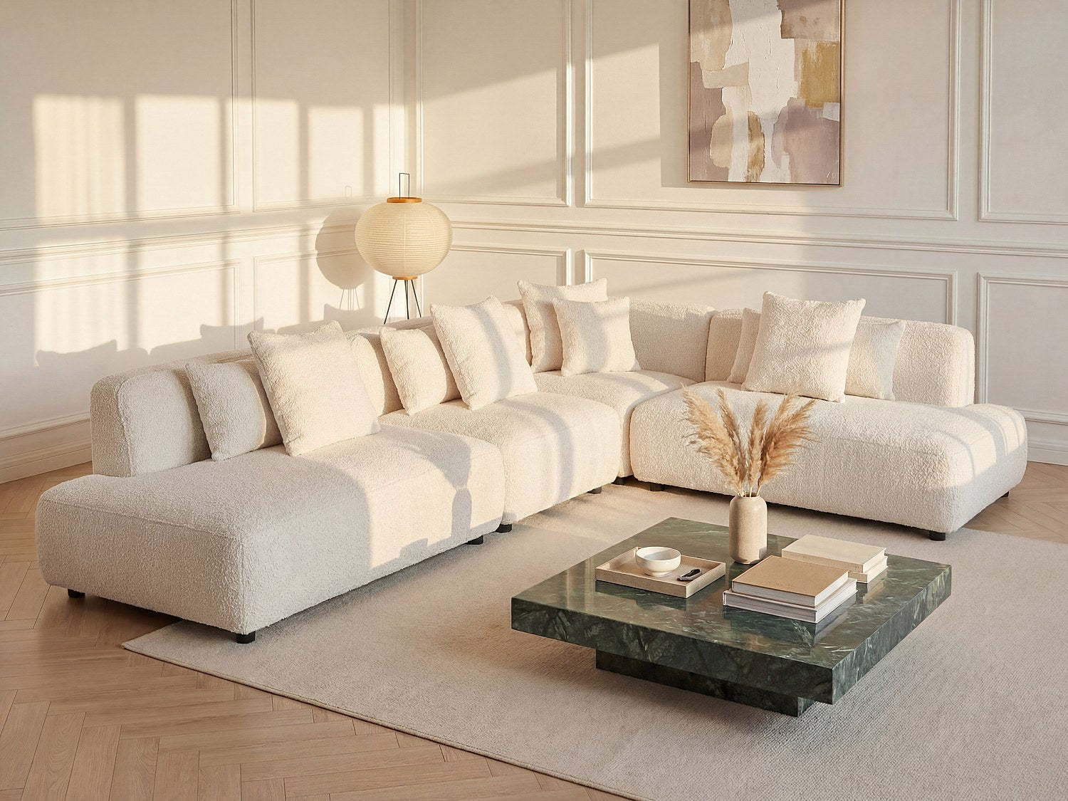 Angle pour canapé modulable blanc tissu