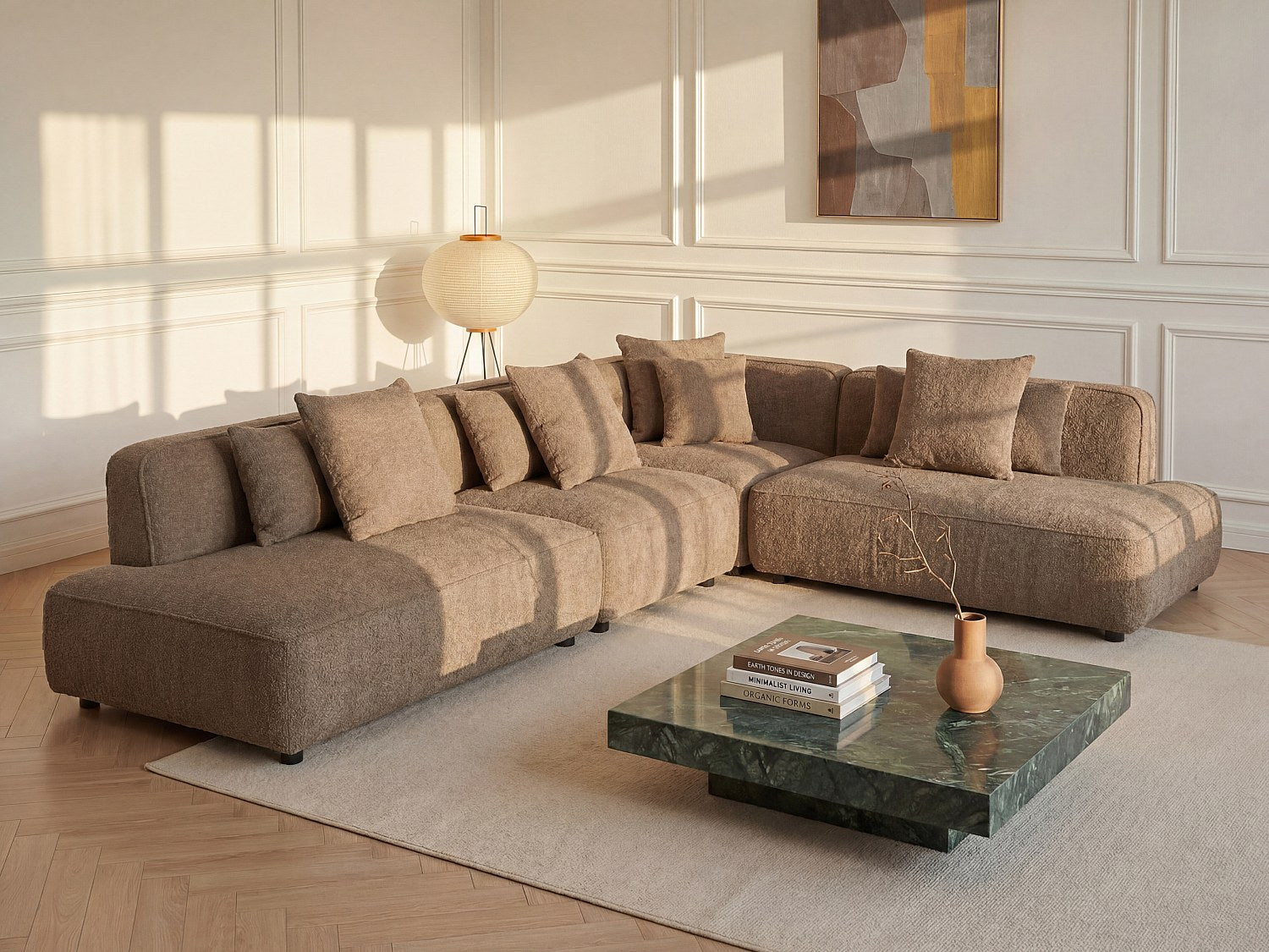 Angle pour canapé modulable taupe tissu
