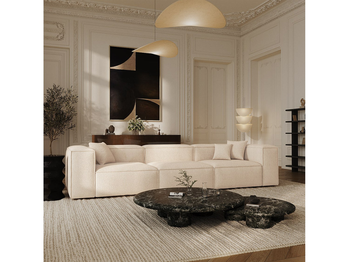 Canapé modulable 5 places beige velours