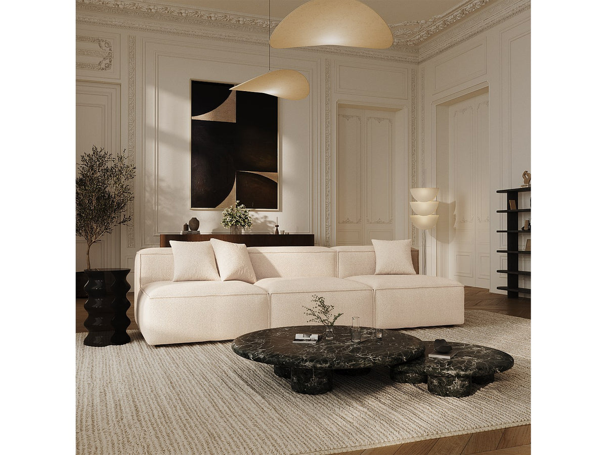 Canapé modulable 5 places beige velours