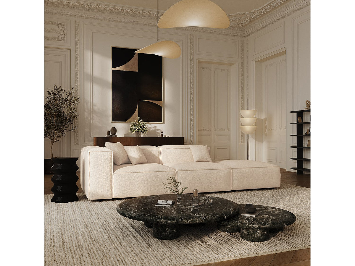 Canapé modulable 5 places beige velours