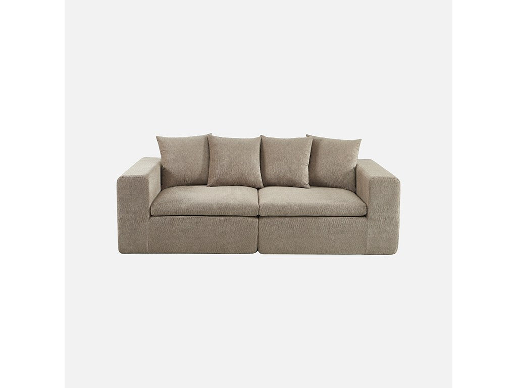 Canapé modulable 3 places beige tissu
