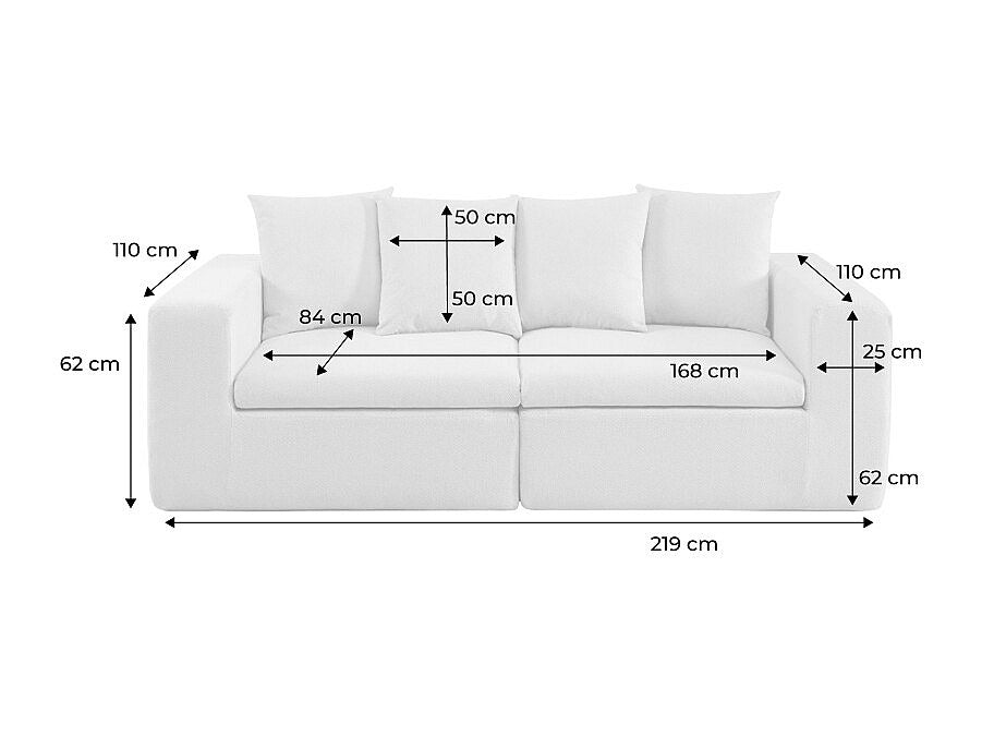 Canapé modulable 3 places beige tissu