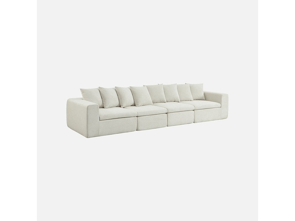 Canapé modulable 5 places blanc tissu