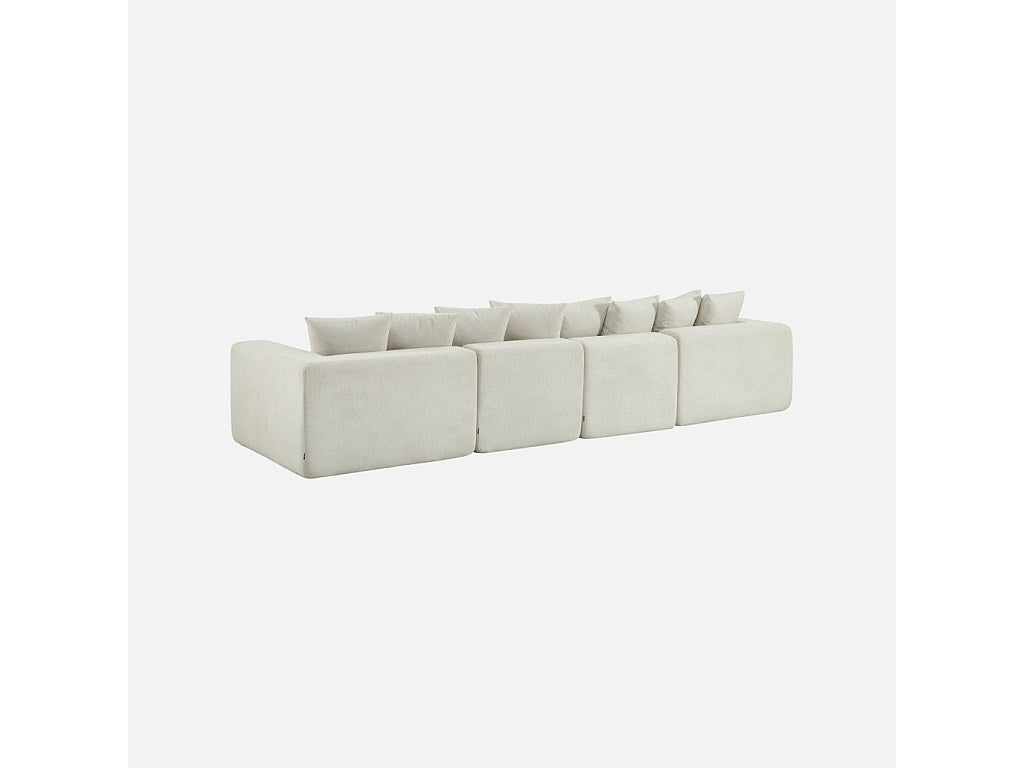 Canapé modulable 5 places blanc tissu