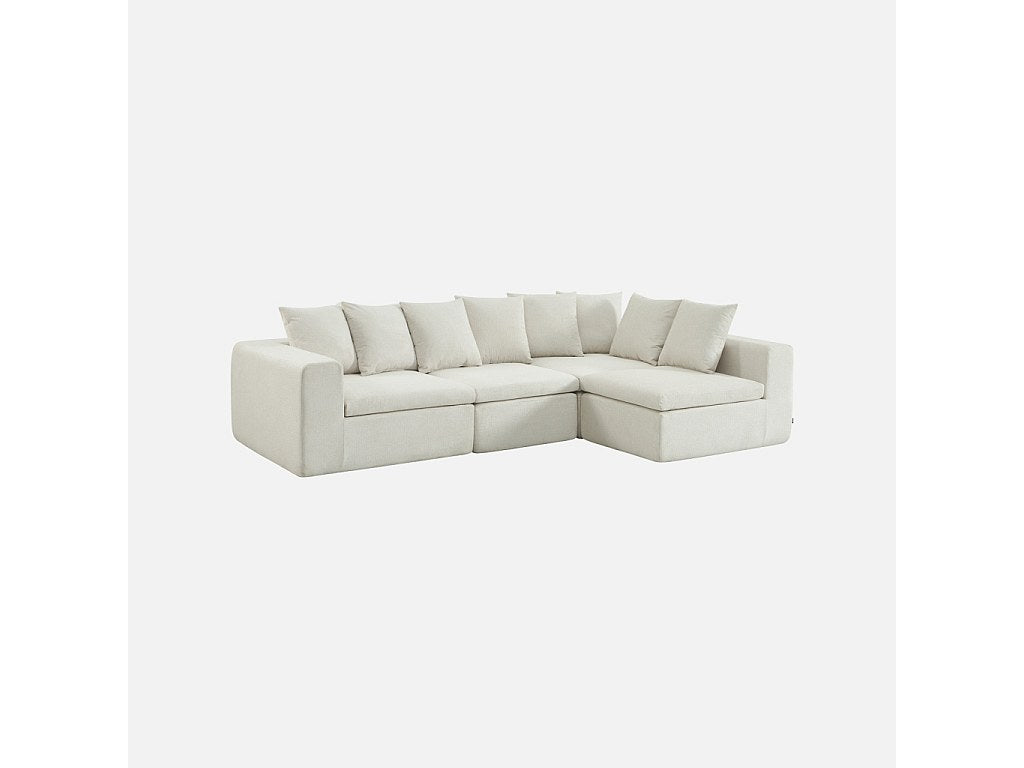 Canapé modulable 5 places blanc tissu