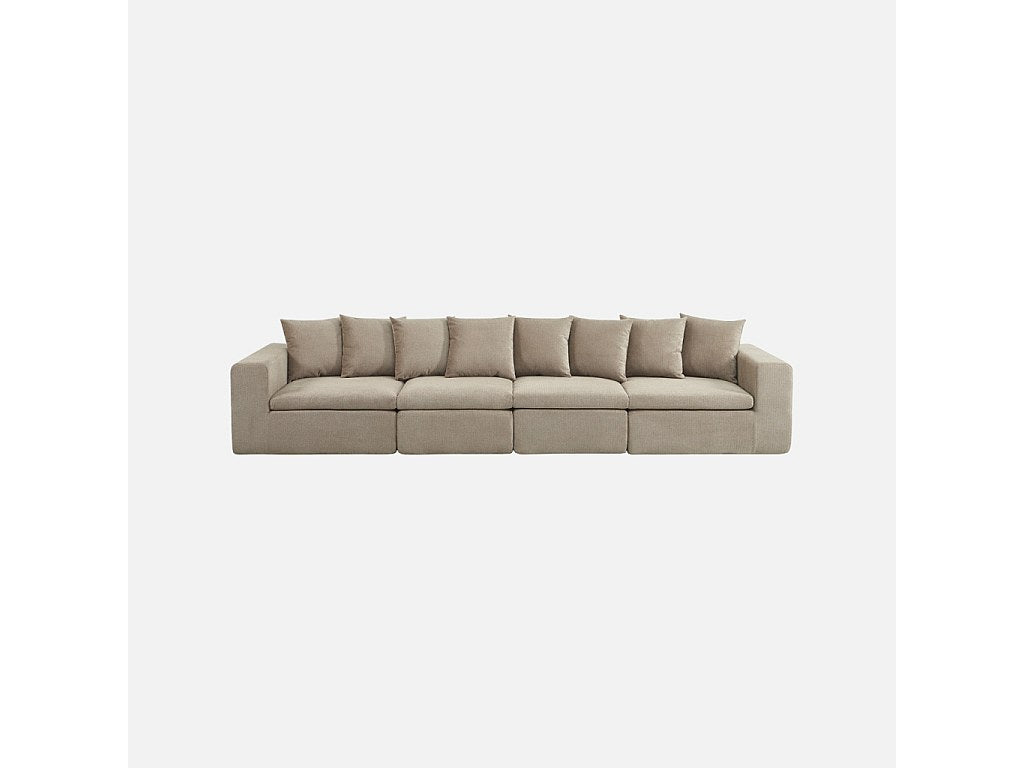 Canapé modulable 5 places beige tissu