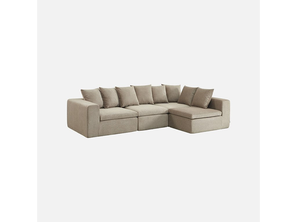 Canapé modulable 5 places beige tissu