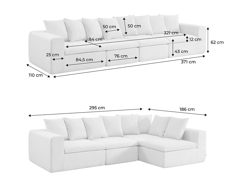 Canapé modulable 5 places beige tissu