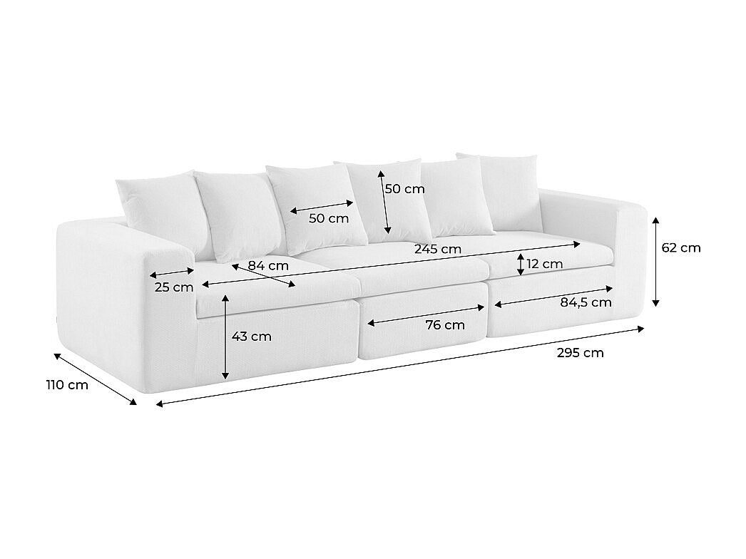 Canapé modulable 4 places beige tissu