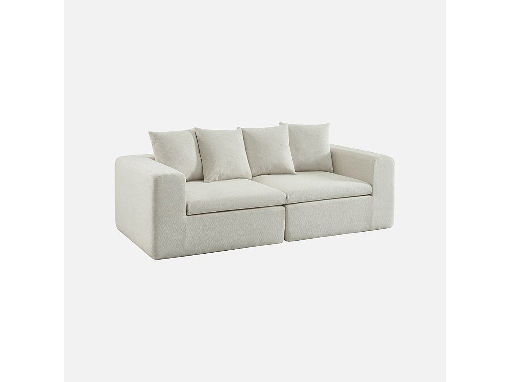 Canapé modulable 3 places blanc tissu