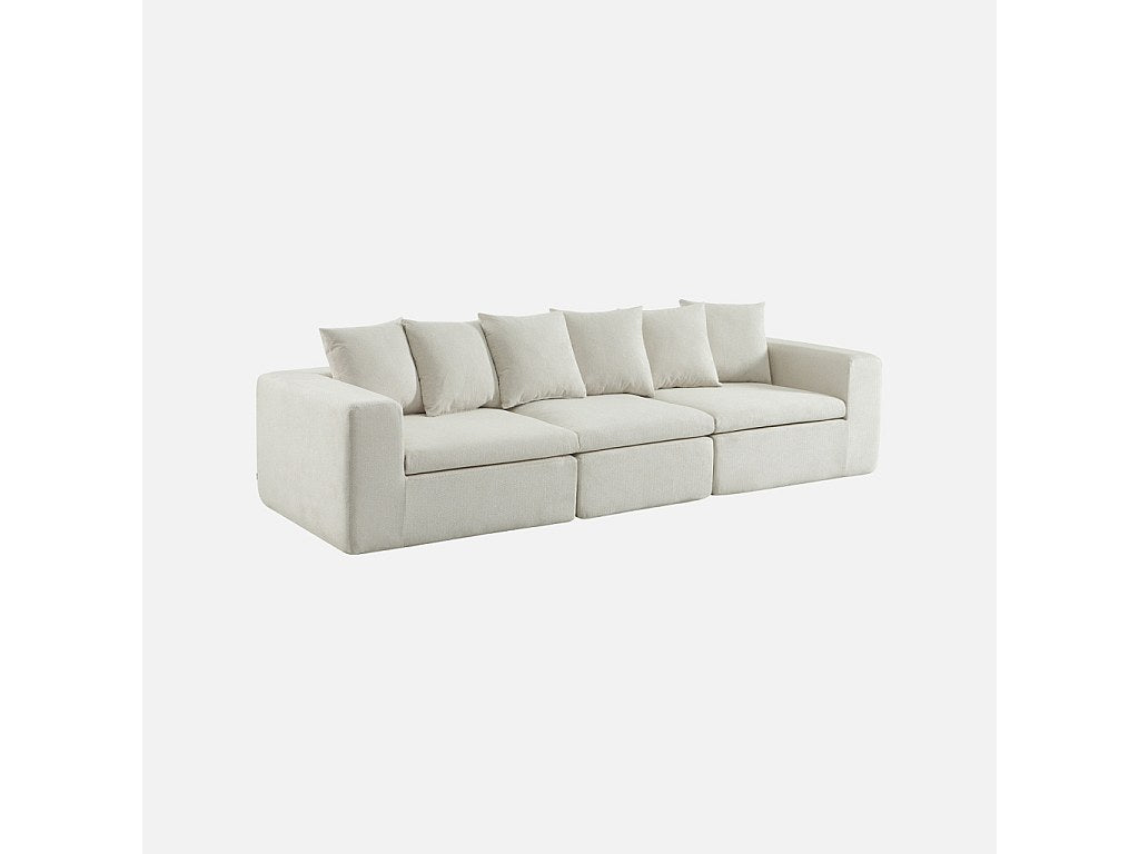 Canapé modulable 4 places blanc tissu