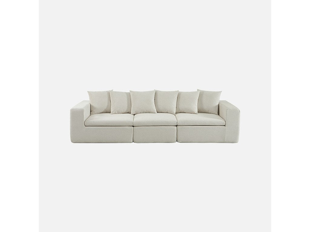 Canapé modulable 4 places blanc tissu
