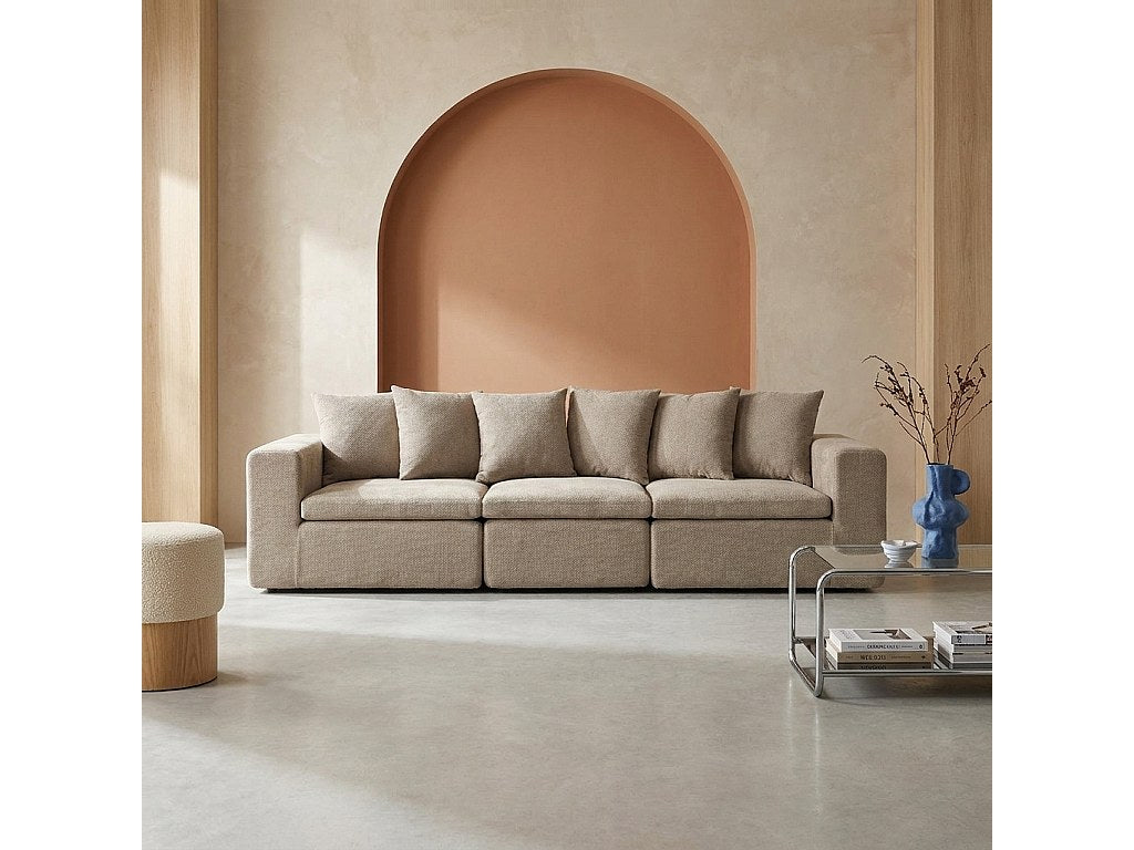 Canapé modulable 4 places beige tissu