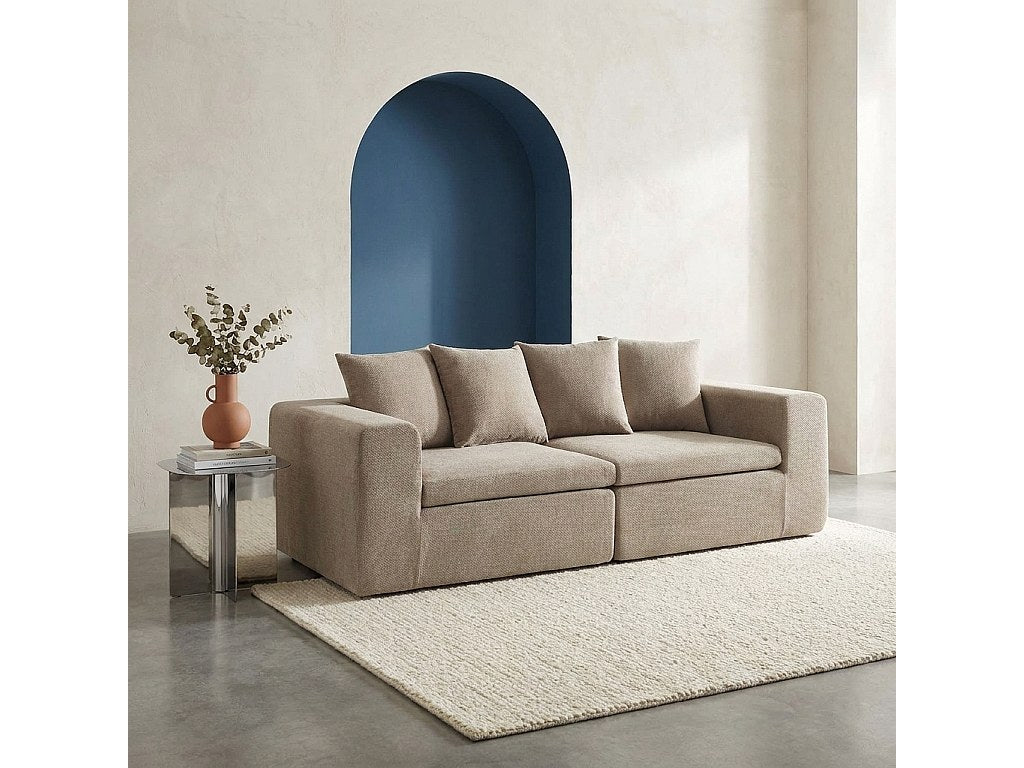 Canapé modulable 3 places beige tissu