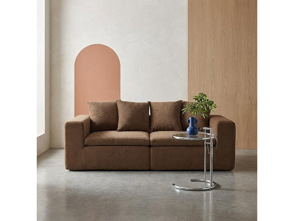 Canapé modulable 3 places marron tissu