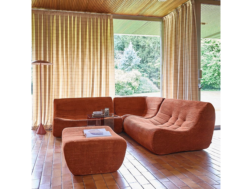 Angle pour canapé modulable 5 places orange velours