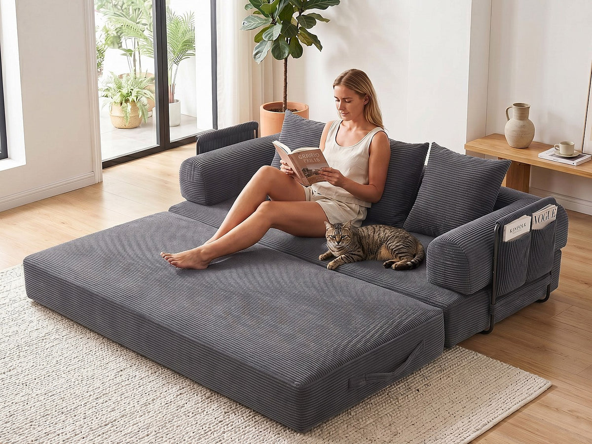 Canapé modulable gris tissu