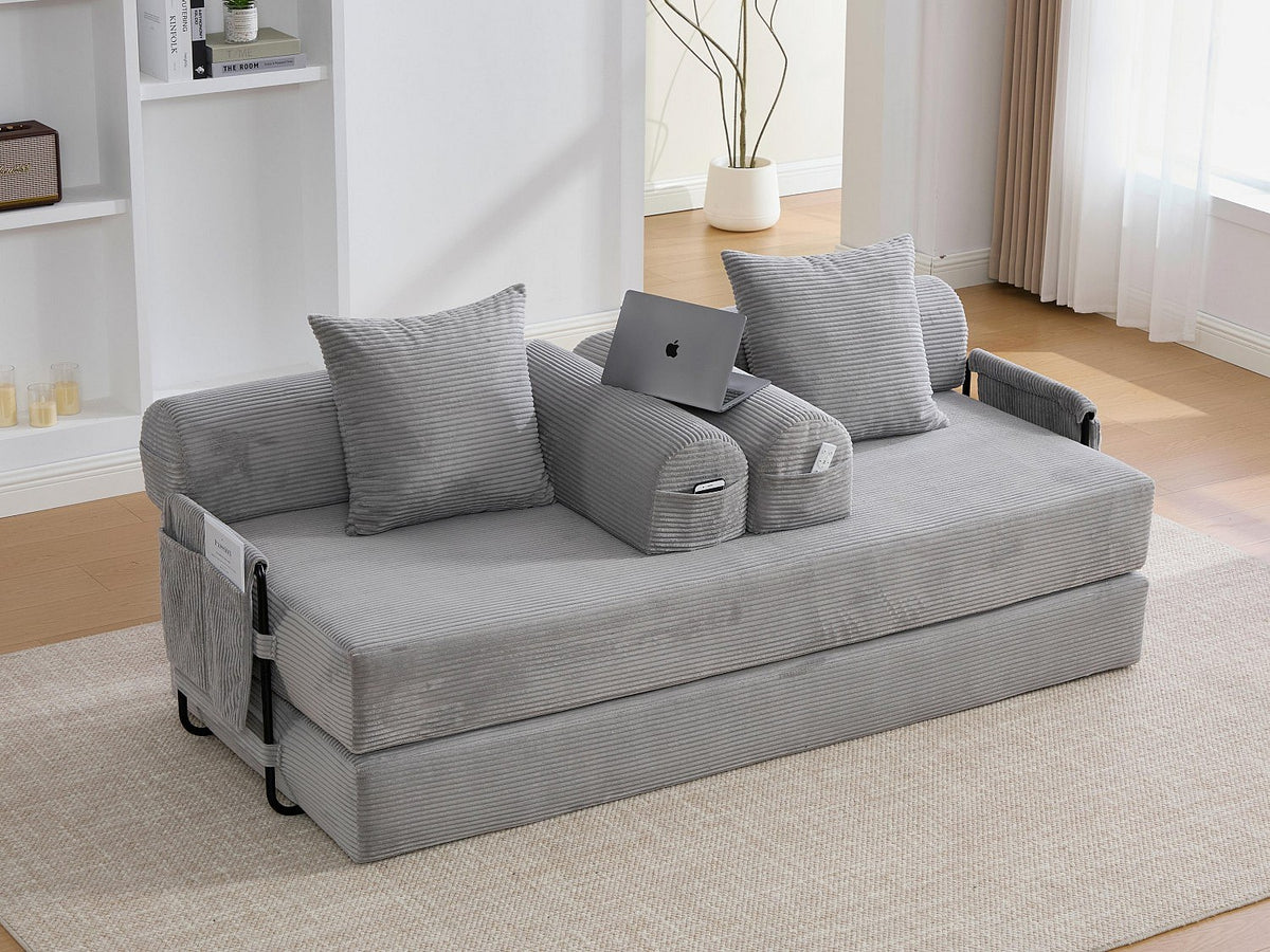 Canapé modulable gris tissu