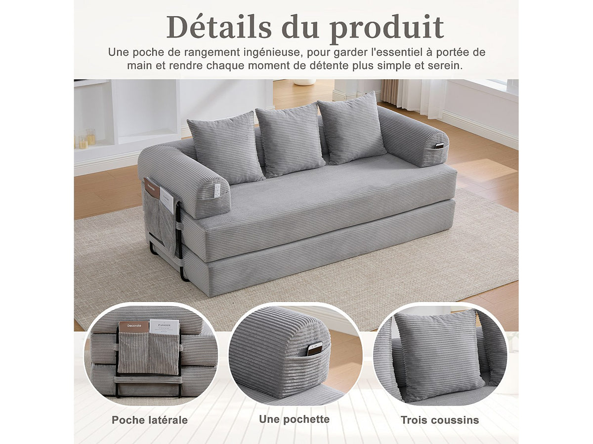 Canapé modulable gris tissu